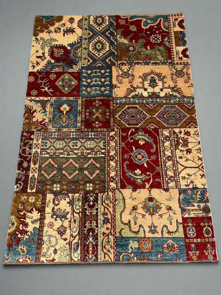 Afghan Hand Knotted/ Knitted Living Room/Dining Room Chob Rang(Shawl Design) Area Rug 5.9x4.0 ft (CH-M-5.9x4.0-6-N) (Kabul)