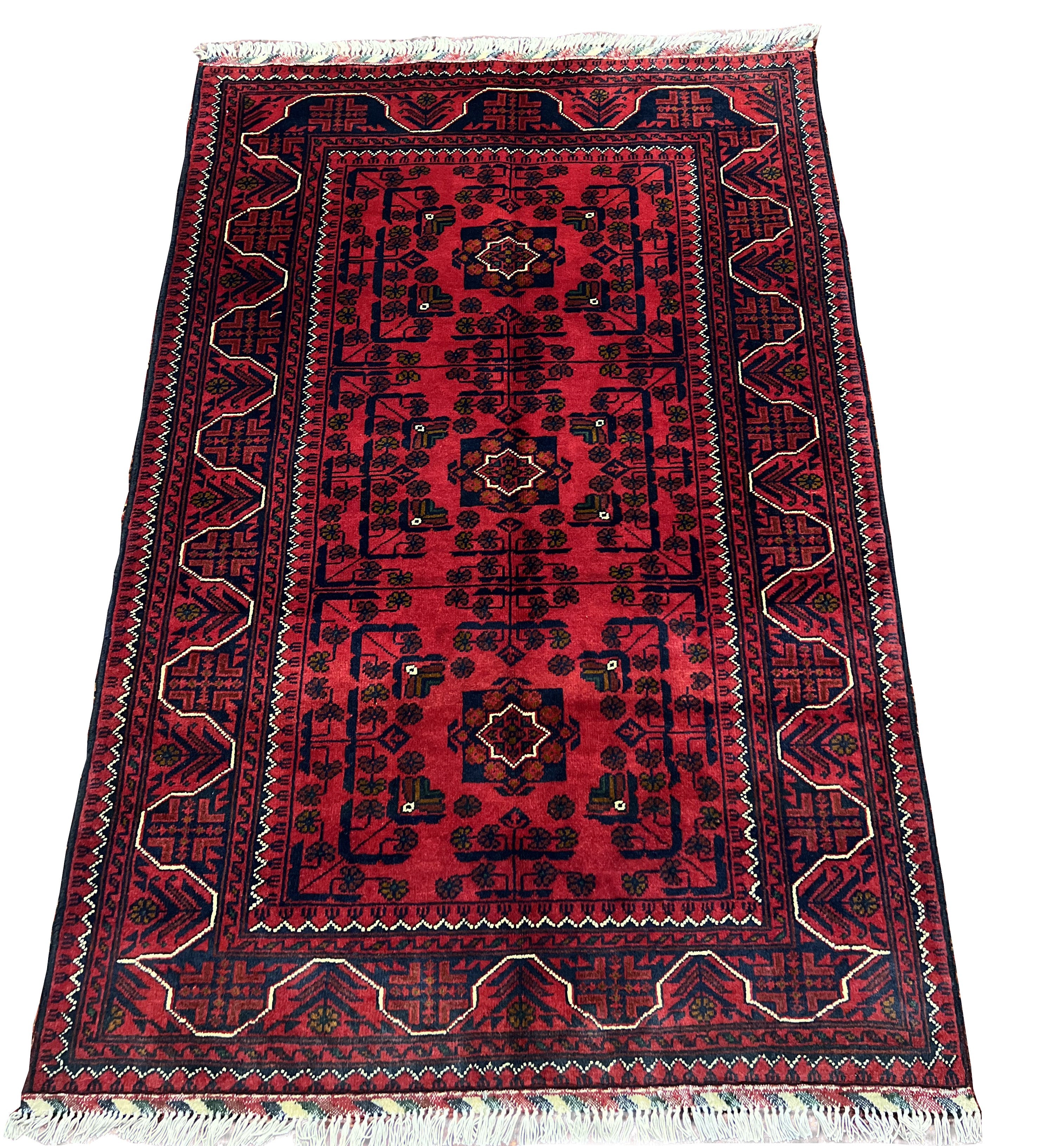 Handmade | Baluchi Style Carpet | Khal Mohammadi | Afghan Red tapis | Pure Wool | Hand Woven Area RUG 2024 4'9